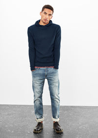 Knit Jumper With Hood | Dark Blue