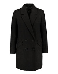 Double Breasted Tweed Coat | Black