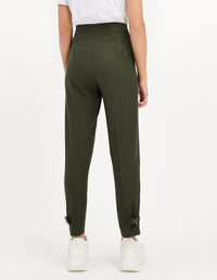 High Waist Tapered Trousers | Deep Lichen