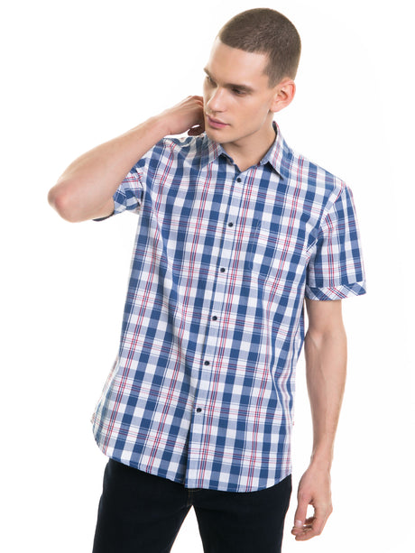 Shirt Short Sleeve with Checks | Blue