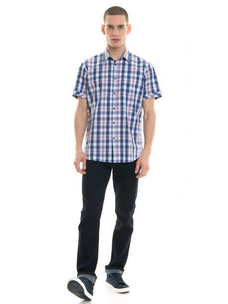 Shirt Short Sleeve with Checks | Blue