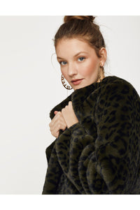 Faux Fur Jacket  | Green Tiger Print 