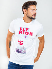 T.Shirt With Print - FLY HIGH | White
