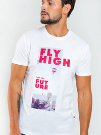 T.Shirt With Print - FLY HIGH | White
