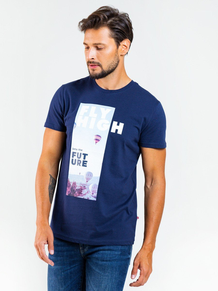 T.Shirt With Print - FLY HIGH | Navy