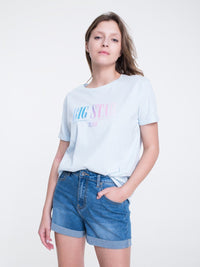 T-Shirt with Colored Logo | Light Blue