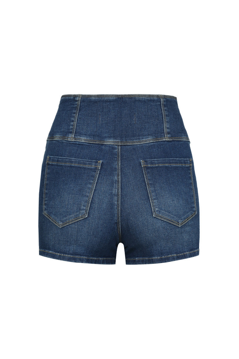 Denim High Waist Shorts | Denim Blue (EHMD)