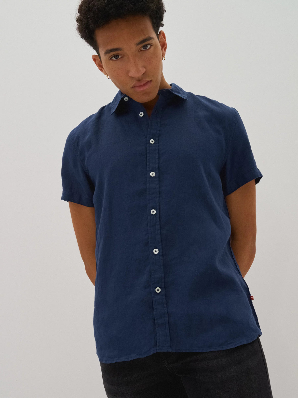 Linen Shirt Short Sleeves | Navy