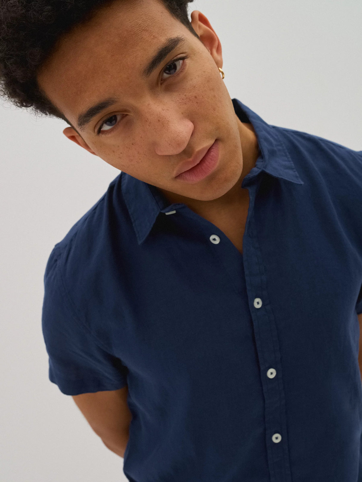 Linen Shirt Short Sleeves | Navy