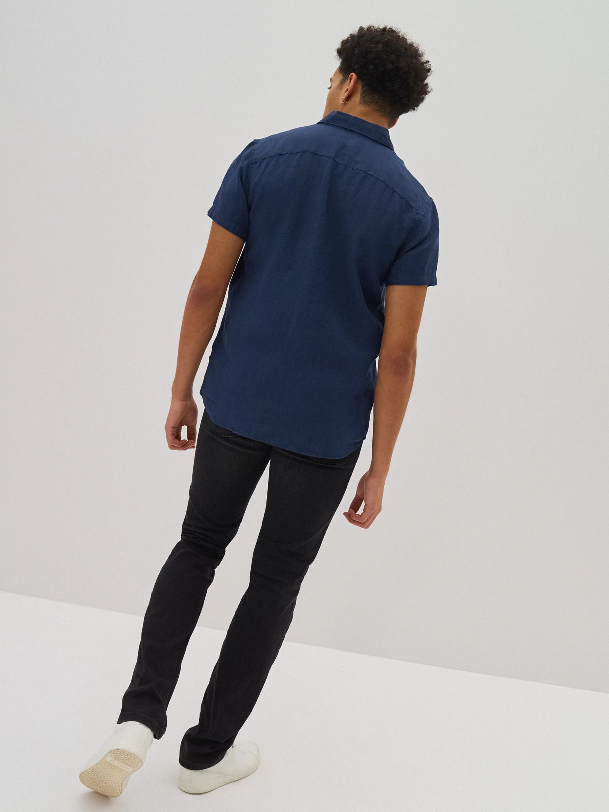 Linen Shirt Short Sleeves | Navy