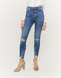 High Waist Skinny Cropped Jeans | Denim Blue (EHMD)