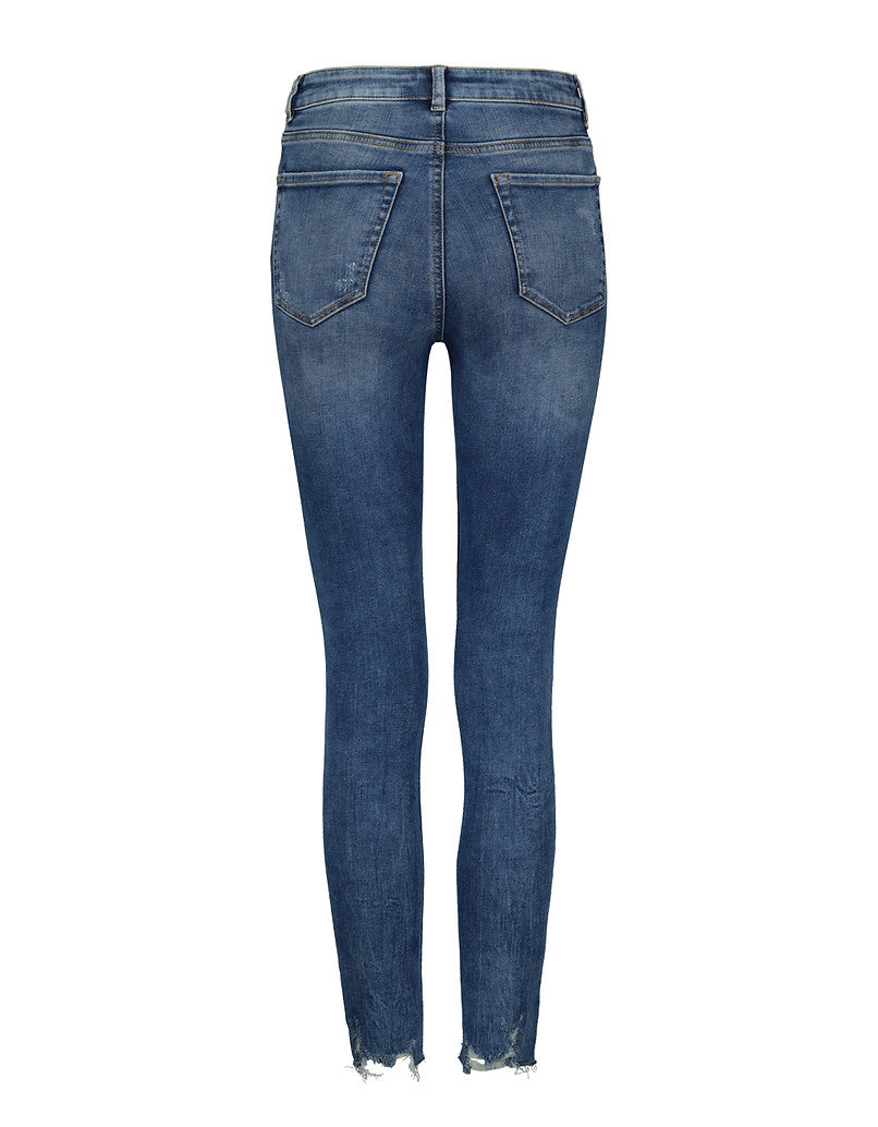 High Waist Skinny Cropped Jeans | Denim Blue (EHMD)