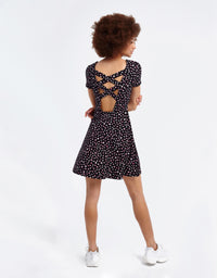 Skater Dress | Black-Flower Print