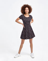 Skater Dress | Black-Flower Print