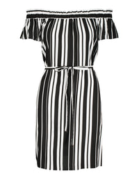 Striped Dress | Off White-Black