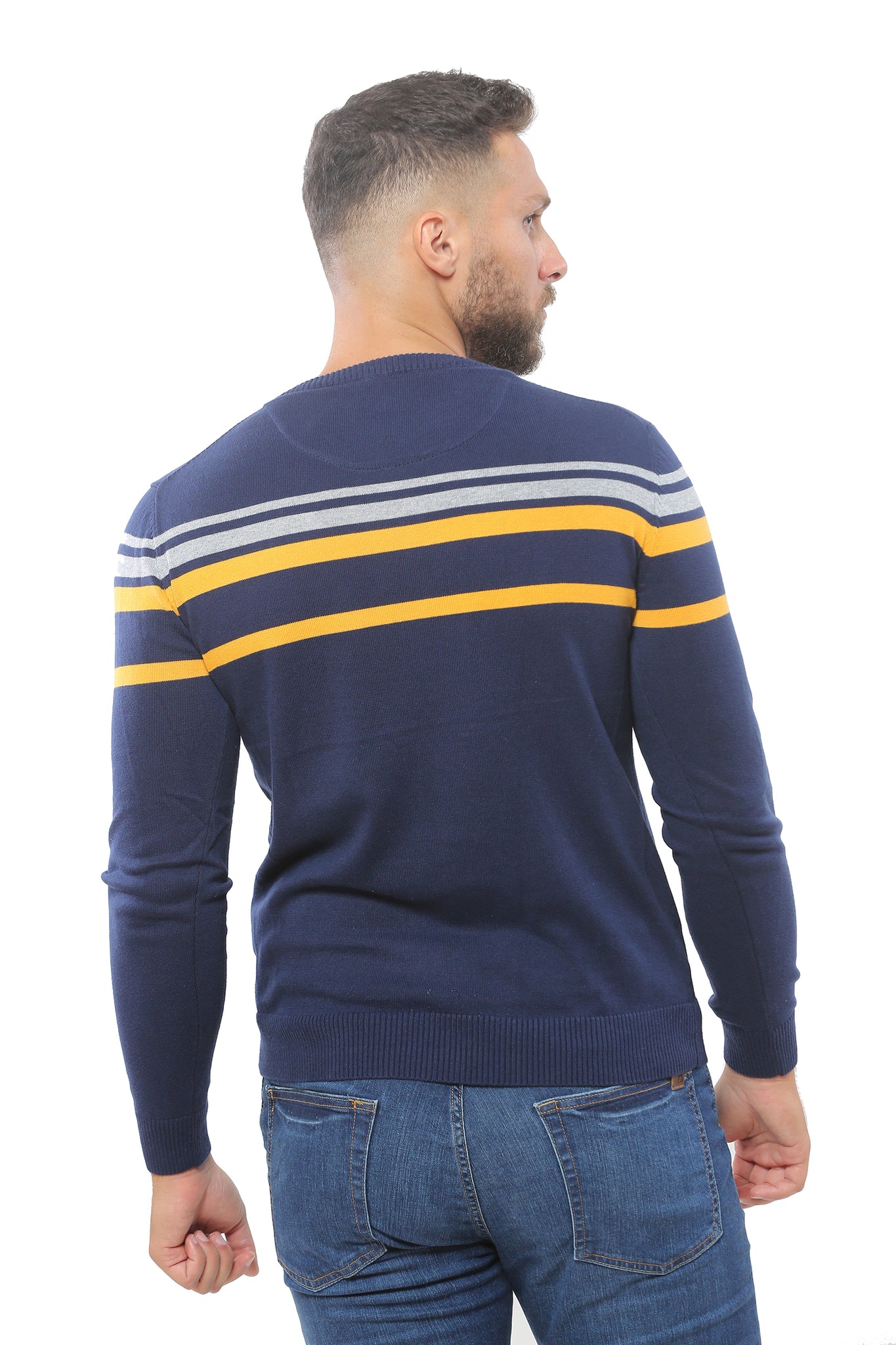 Sweater with Stripes | Dark Navy