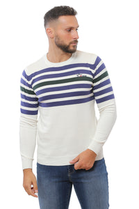 Sweater with Stripes | White with Blue