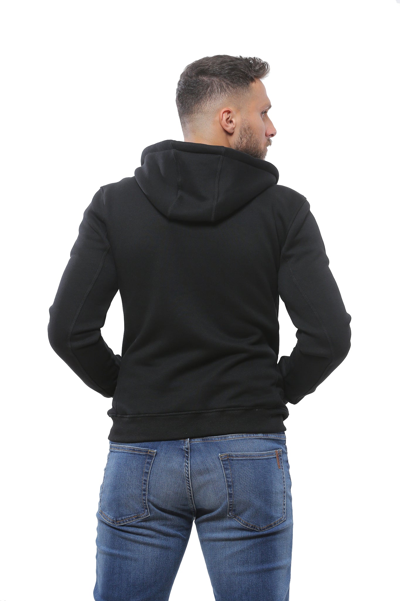 Hooded Sweatshirt with Full Zip | Black