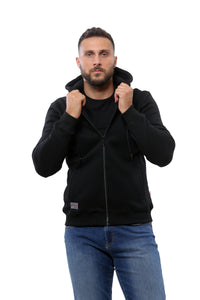 Hooded Sweatshirt with Full Zip | Black