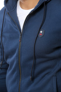 Hooded Sweatshirt with Full Zip | Blue