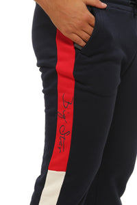 Slim Fit : Jogging Pant | Dark Navy with Red