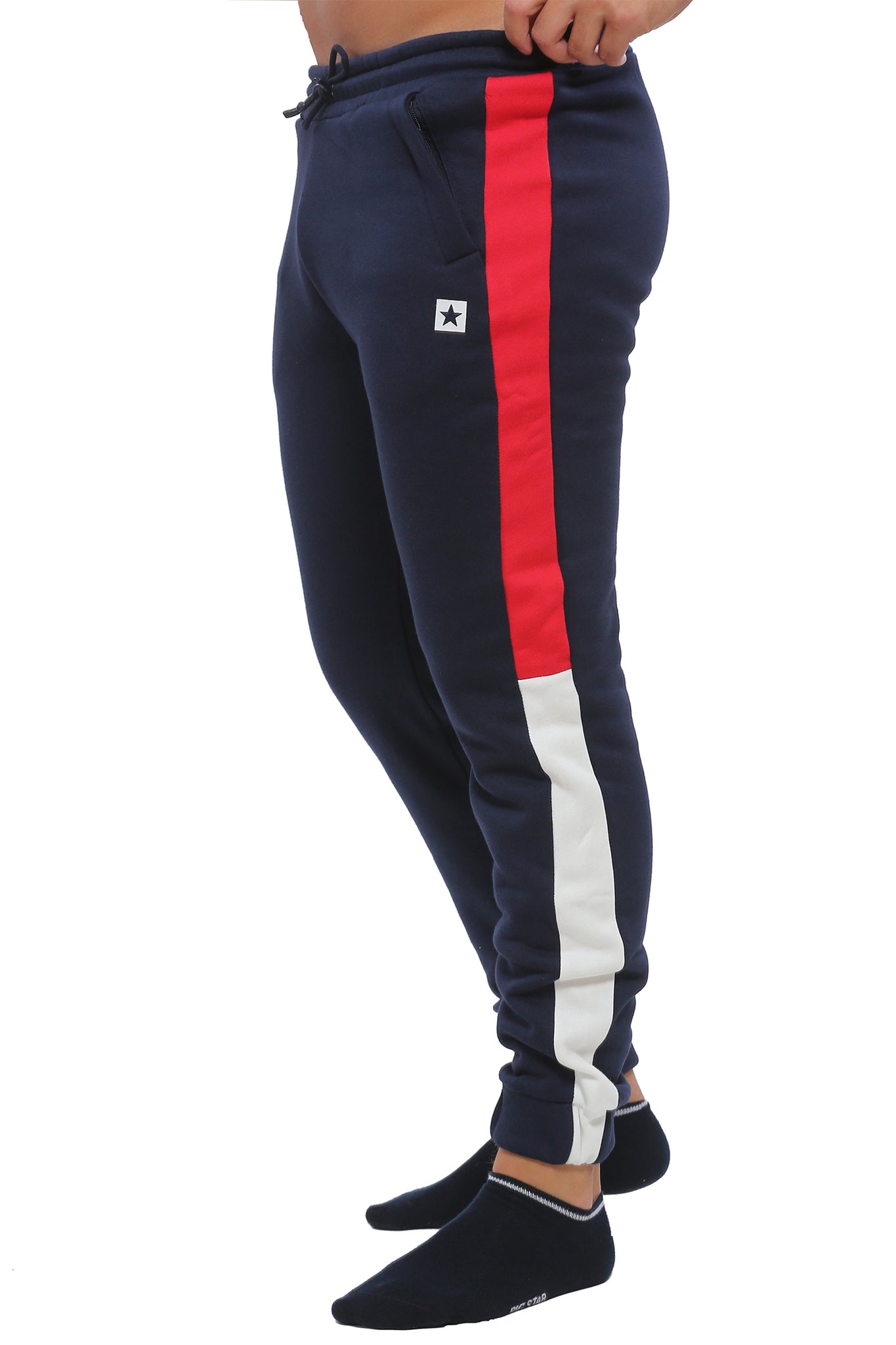 Slim Fit : Jogging Pant | Dark Navy with Red