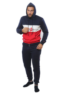 Hooded Sweatshirt | Dark Navy with Red and White
