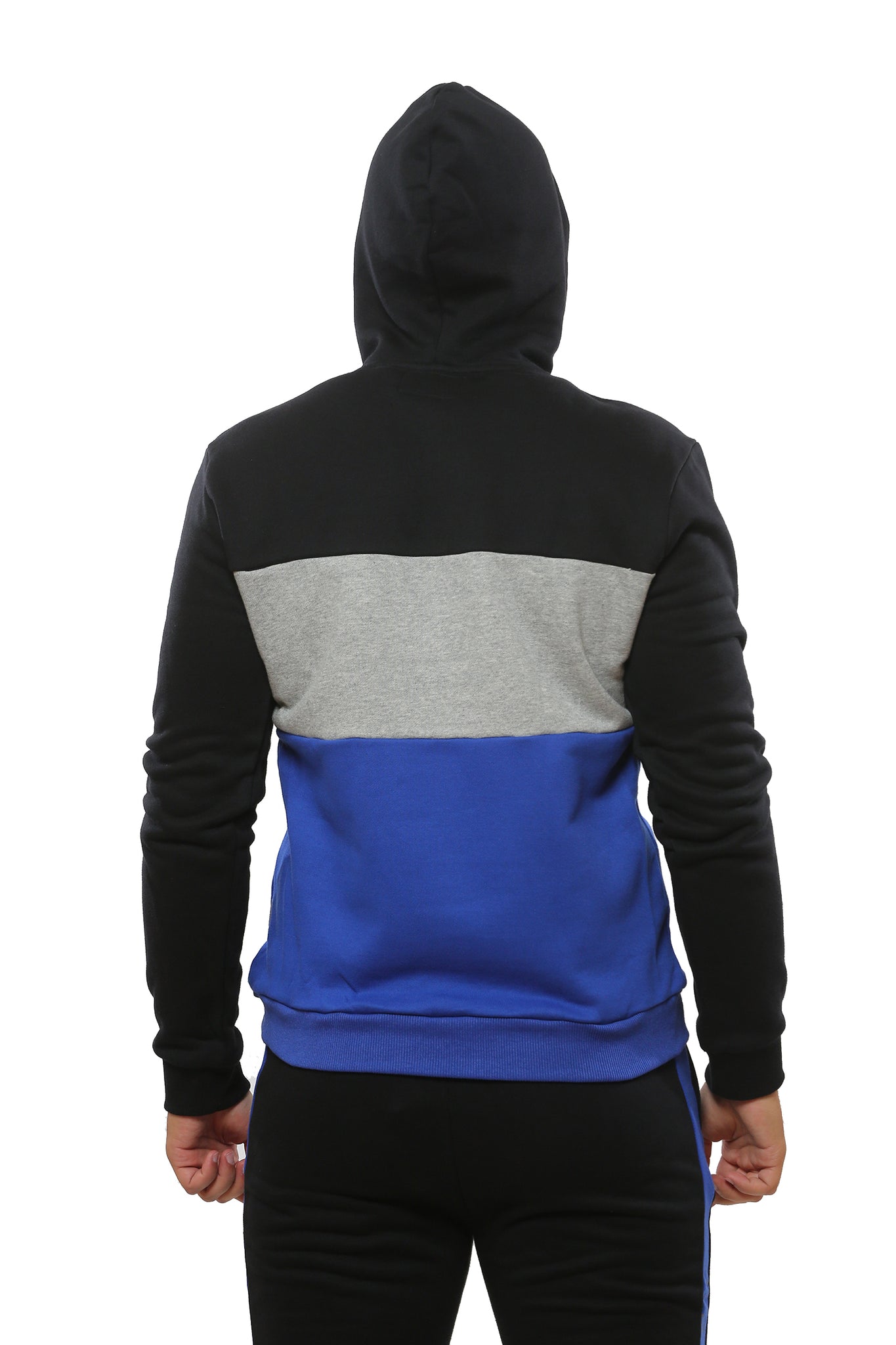 Hooded Sweatshirt | Black with Royal Blue and Grey